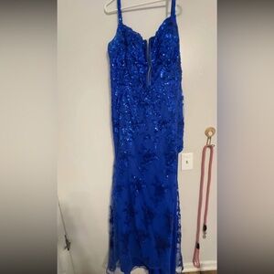 Stunning Blue Sequin Prom Dress